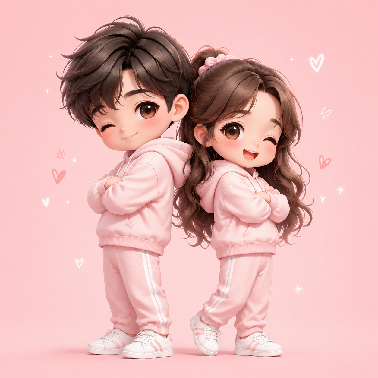 Cute couple compositions for chibi pairs